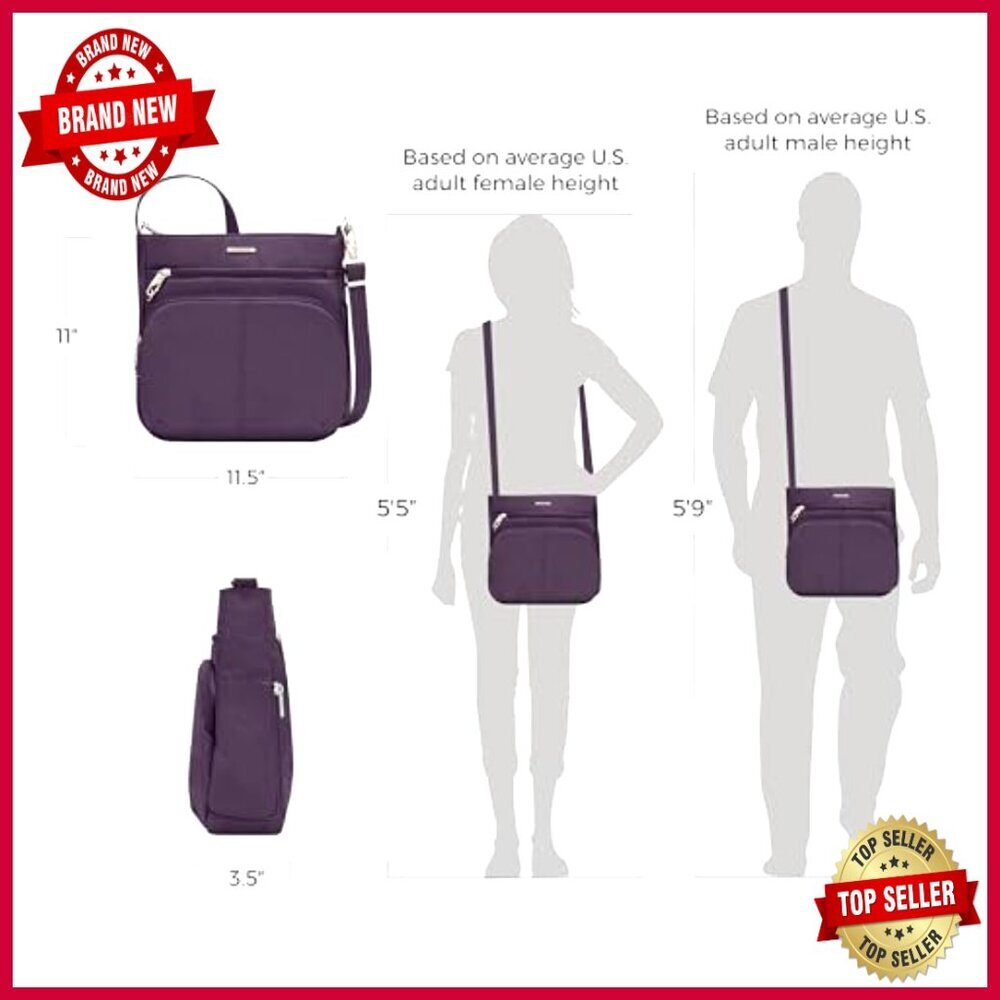 Anti-Theft Crossbody Bag with RFID Blocking, Slash-Resistant, 11.5x11x3.5 - Picture 5 of 7